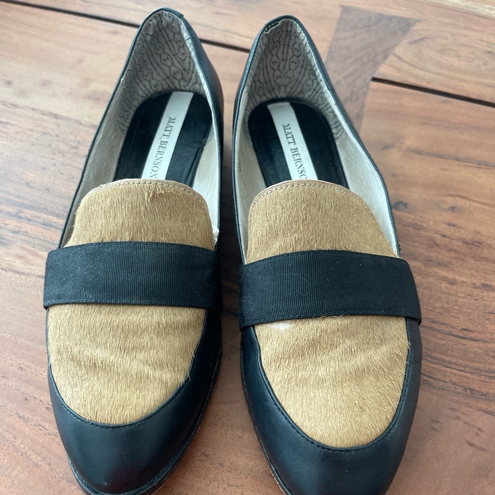 Matt Berson leather/calf hair loafers- size 9